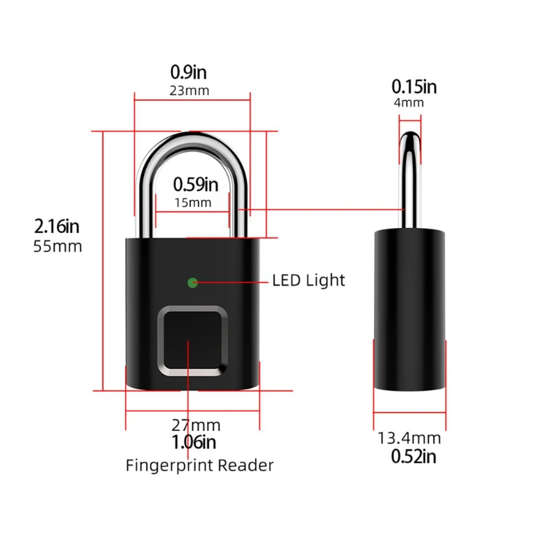 스마트 자물쇠 도어락, 0.1 초 잠금 해제, 휴대용 도난 방지 지문 잠금, L34, USB 충전식, 지문 잠금, 서랍 잠금