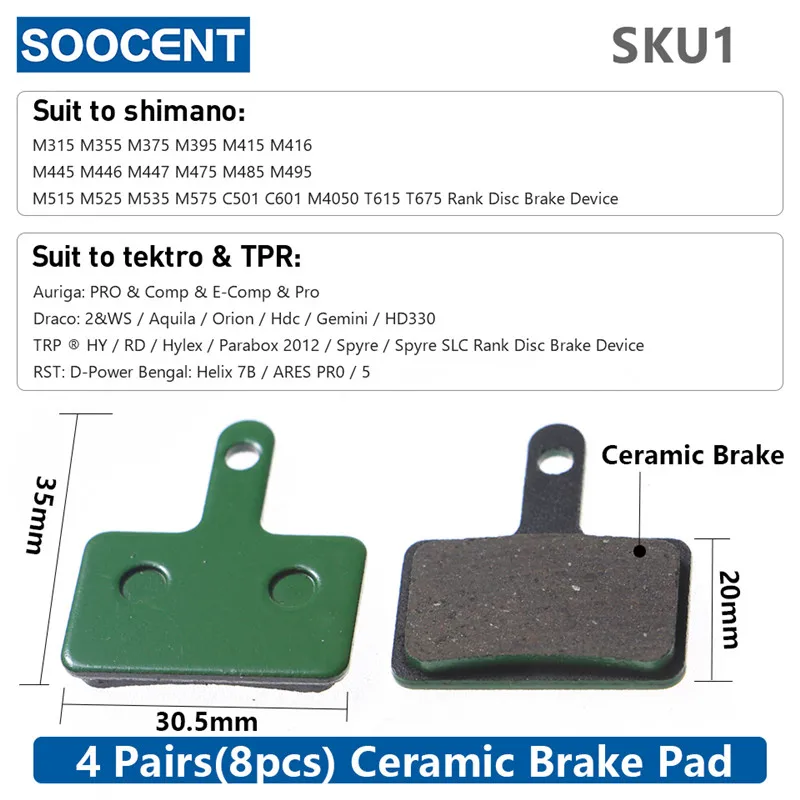 4 쌍 (8pcs) MTB 자전거 유압 디스크 도자기 브레이크 패드 시마노 SRAM AVID HAYES Magura 자전거 부품 자전거 액세서리