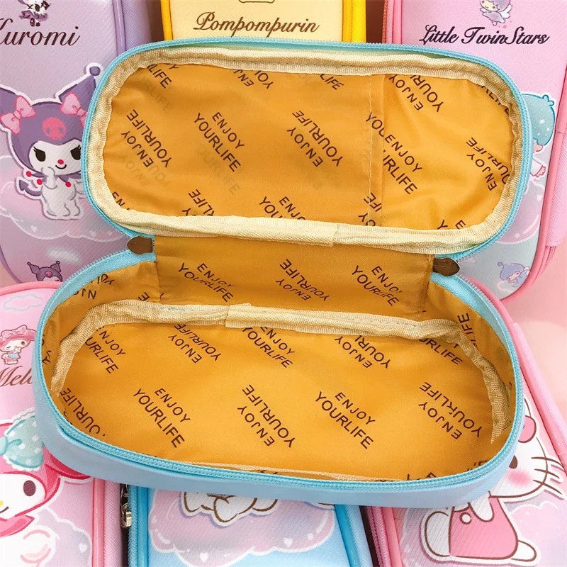 Sanrio Kuromi PU 연필 가방 헬로 키티 시나모롤 Pochacco 지퍼 귀여운 문구 상자, 학교 학생용 펜 케이스 카드 홀더