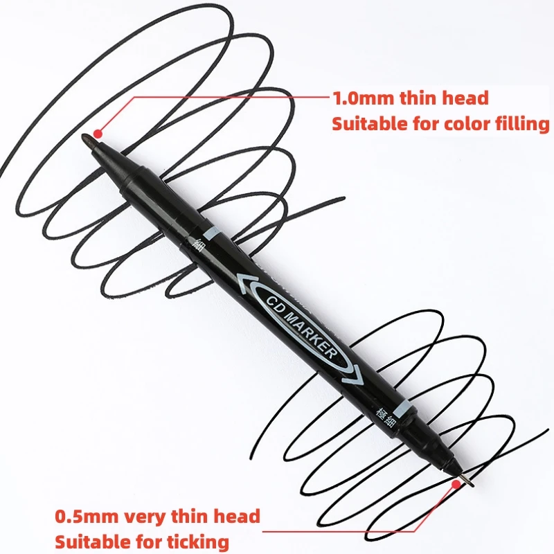 영구 더블 헤드 마킹 펜, 방수 잉크, 파인 스팟, 블랙, 블루, 레드 잉크, 0.5mm, 1.0mm 라운드 헤드 파인 컬러 마킹 펜, 1-3 개