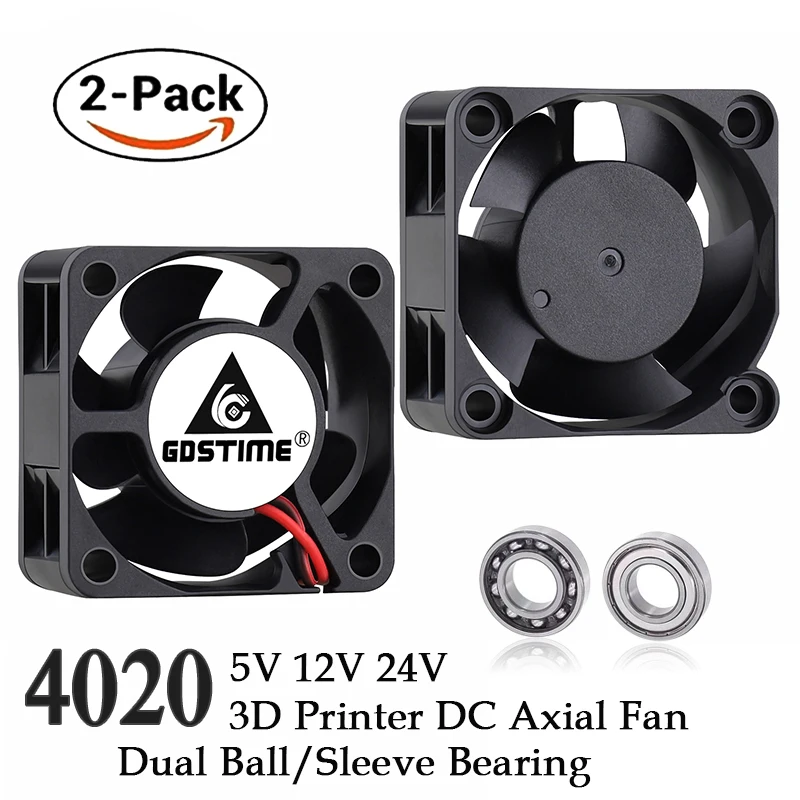 Gdstime-미니 컴퓨터 케이스 냉각 팬, 볼 베어링 슬리브 베어링, 2 핀, 4cm, 40mm, 24V, 12V, 5V, 4020, 2 개 title=Gdstime-미니 컴퓨터 케이스 냉각 팬, 볼 베어링 슬리브 베어링, 2 핀, 4cm, 40mm, 24V, 12V, 5V, 4020, 2 개 