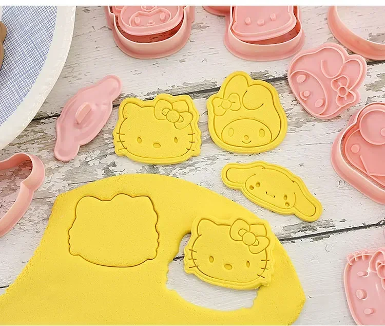 만화 쿠키 몰드, 헬로 키티, 쿠로미스, 멜로디, 시나모롤, 3D 쿠키, 몰드 스탬프, 주방 액세서리, 베이킹 도구, 8 개/세트