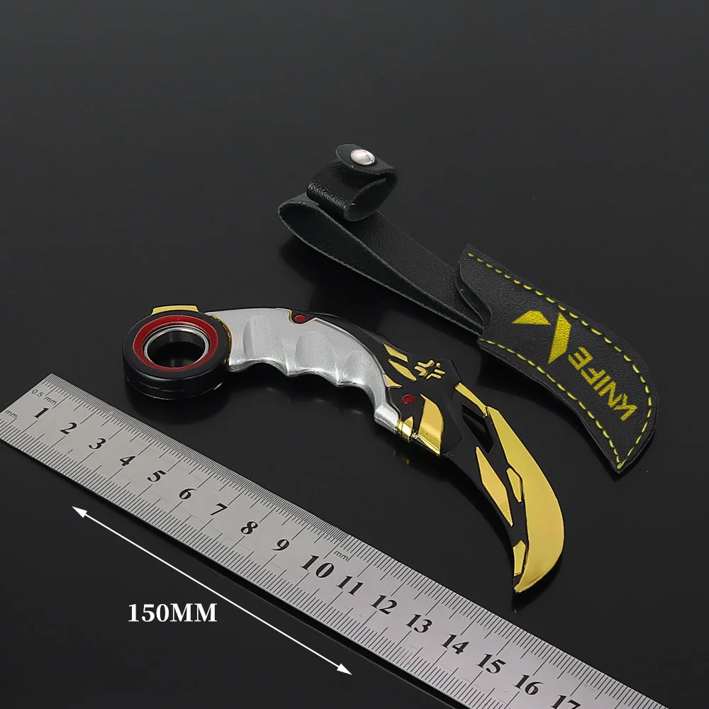 발로란트 무기 게임 주변 챔피언 2023 선물 세트, 3 개 Karambits 칼 쿠나이 홀스터 장난감 칼 풀 메탈 어린이 장난감
