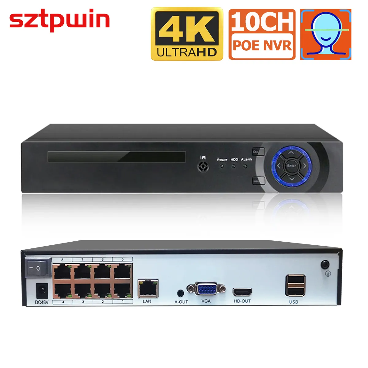 4CH 8CH 4K 8MP H.265 PoE NVR 레코더, HD 4K 3MP 4MP 5MP PoE IP 카메라 얼굴 감지 48V ONVIF 비디오 감시 title=4CH 8CH 4K 8MP H.265 PoE NVR 레코더, HD 4K 3MP 4MP 5MP PoE IP 카메라 얼굴 감지 48V ONVIF 비디오 감시 
