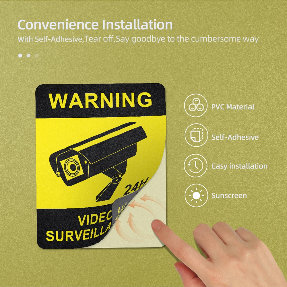 Jeatone 방수 CCTV 알람 포스터 스티커 벽지, 집 비디오 감시 사인 보안 카메라용, 최고 품질, 6 개