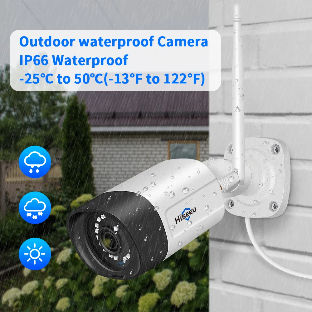 Hiseeu 와이파이 감시 카메라 시스템, 컬러 나이트 비전, P2P 무선 거리 보안 CCTV 카메라 키트, 10CH NVR 비디오 세트, 5MP