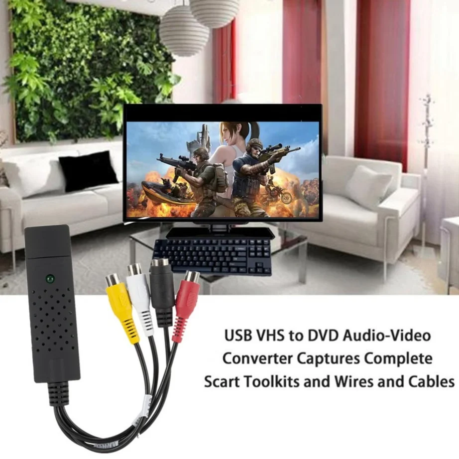 USB 2.0 VHS-DVD 변환기, 아날로그 비디오-디지털 포맷 오디오 비디오, DVD VHS 레코드 캡처 카드 품질 PC 어댑터