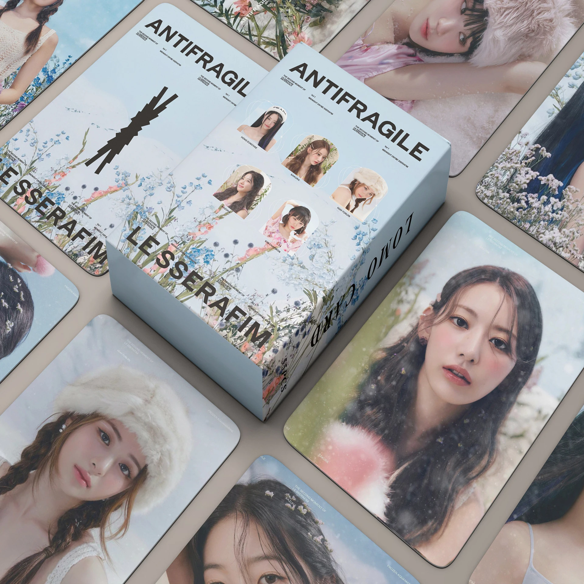 케이팝 걸그룹 로모 포토카드, 르세라핏 앤티프래질, 신상 앨범, FEARLESS, 귀여운 프린트 카드, 포스터 팬 선물, 세트당 55 장