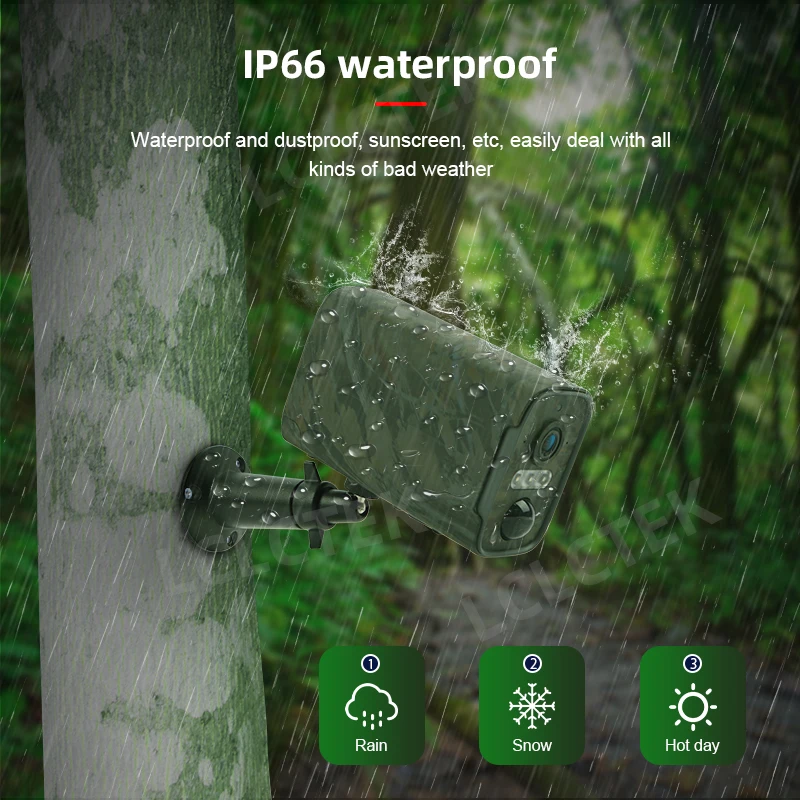 LCLCTEK 모바일 앱 트레일 사냥 배터리 구동 카메라, PIR 감지, 야외 IP66 무선 보안 CCTV 카메라, 4G SIM 카드, 4MP