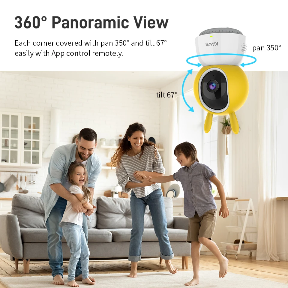 KAWA 2K IP 카메라, 와이파이 360 실내 비디오 감시 카메라, 보안 PTZ CCTV, 스마트 홈 무선 애완 동물 아기 모니터 추적 알렉사