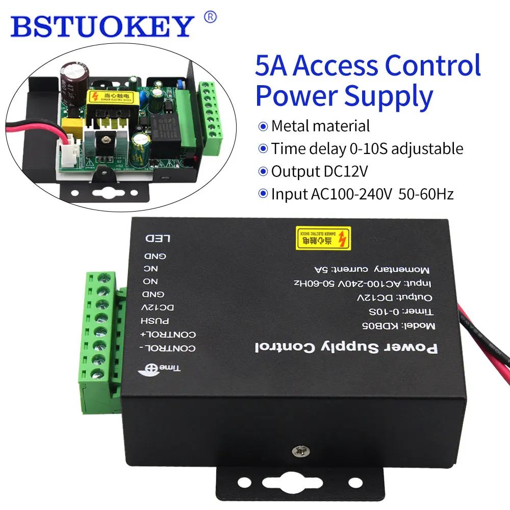 12V DC 액세스 제어 전원 공급 장치 스위치, 5A 시간 지연 조절 가능 AC100V-240V 입력, NO, NC, COM 출력, 2 전기 잠금 시스템 title=12V DC 액세스 제어 전원 공급 장치 스위치, 5A 시간 지연 조절 가능 AC100V-240V 입력, NO, NC, COM 출력, 2 전기 잠금 시스템 