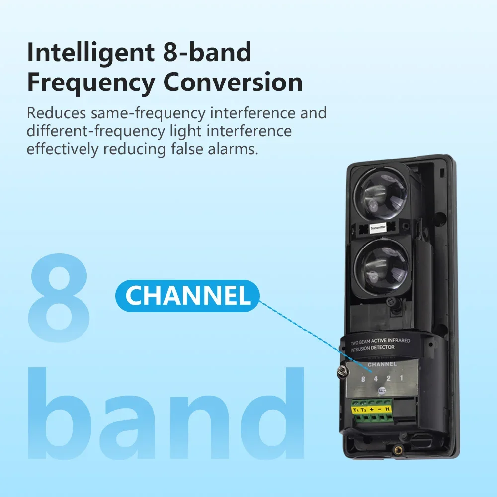Meian 듀얼 빔 적외선 센서, 유선 배리어 검출기, 적외선 빔 검출기, 8 주파수 변환, 디지털 디스플레이, 100M