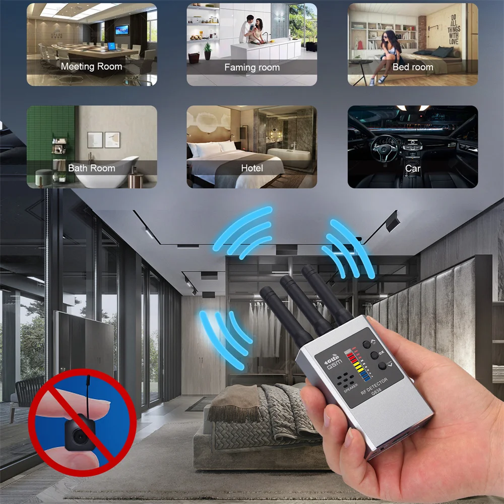 무선 RF 신호 감지기 버그 GSM 오디오 GPS 트래커, 미니 카메라 파인더 카메라, IR 스캐닝 AI 대기 자동 감지 G638W