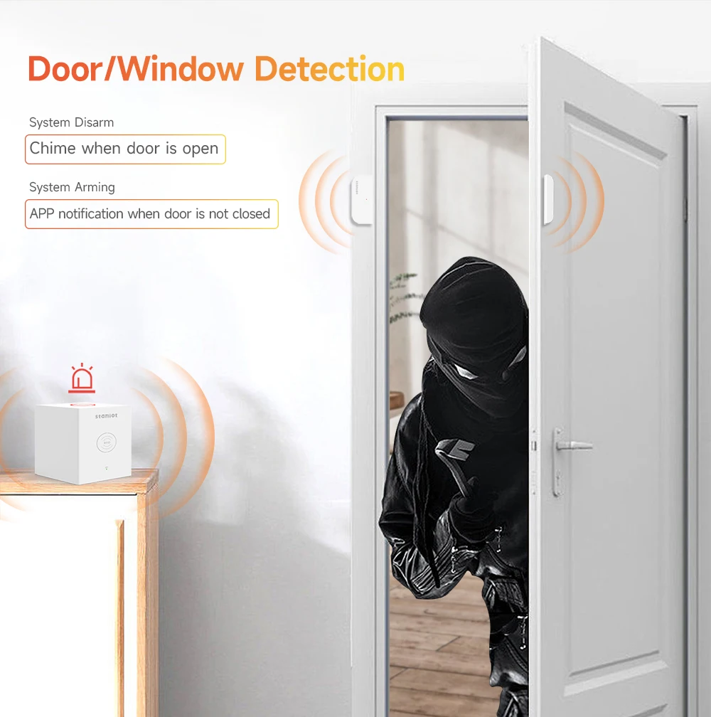 Staniot SecCube 3 경보 시스템 키트, 무선 WiFi, Tuya 스마트 보안 보호 지지대, RFID 앱 제어, Alexa와 함께 작동, 433Mhz