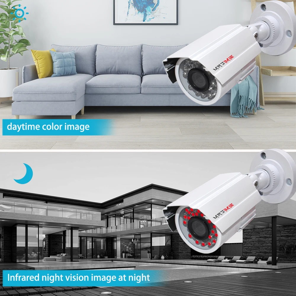 8CH HD 비디오 감시 카메라 키트 1080P AHD 2/4/6/8 조각 방수 보안 야간 투시경 알람 P2P Xmeye App보기 휴대 전화 지원 한국어