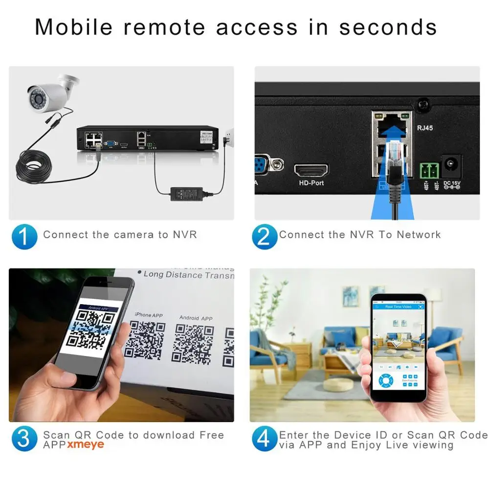 16CH 8CH 4K 8MP H.265 PoE NVR 레코더, HD 4K 3MP 4MP 5MP PoE IP 카메라, 얼굴 인식 48V ONVIF 비디오 감시