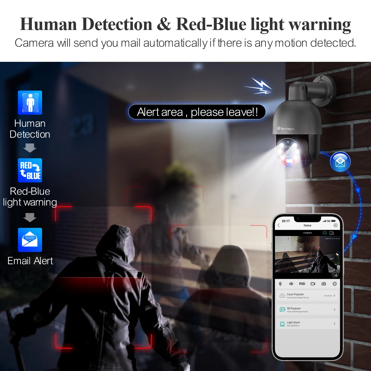 Techage 야외 보안 IP 카메라 시스템, 양방향 오디오, 스마트 AI 인간 감지, 8MP CCTV 비디오, H.265 8CH 울트라 HD 4K POE NVR 세트