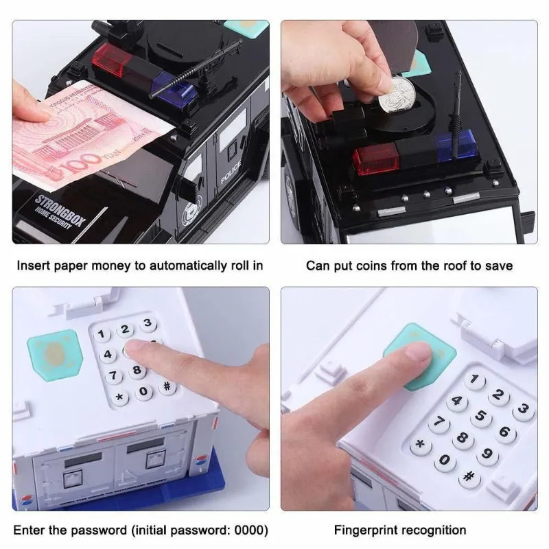 자동차 돼지 저금통 돈 상자 어린이 큰 안전 저축 동전 상자, 음악 지문 암호 현금 트럭 돈 상자 저축 예금 상자