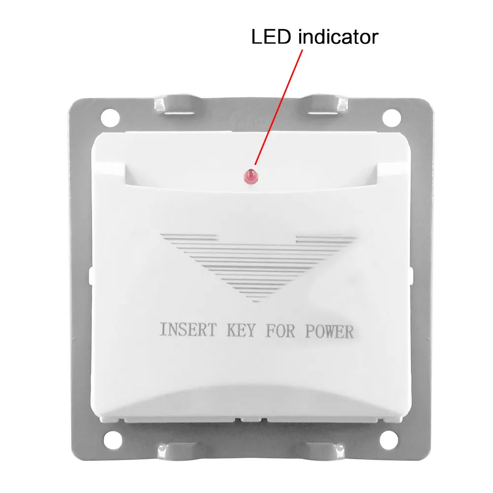 흰색 삽입 PVC 플라스틱 종이 RFID 카드, 40A 호텔 벽 스위치, 45 초 지연, 객실 스위치, 125KHz, 13.56MHz