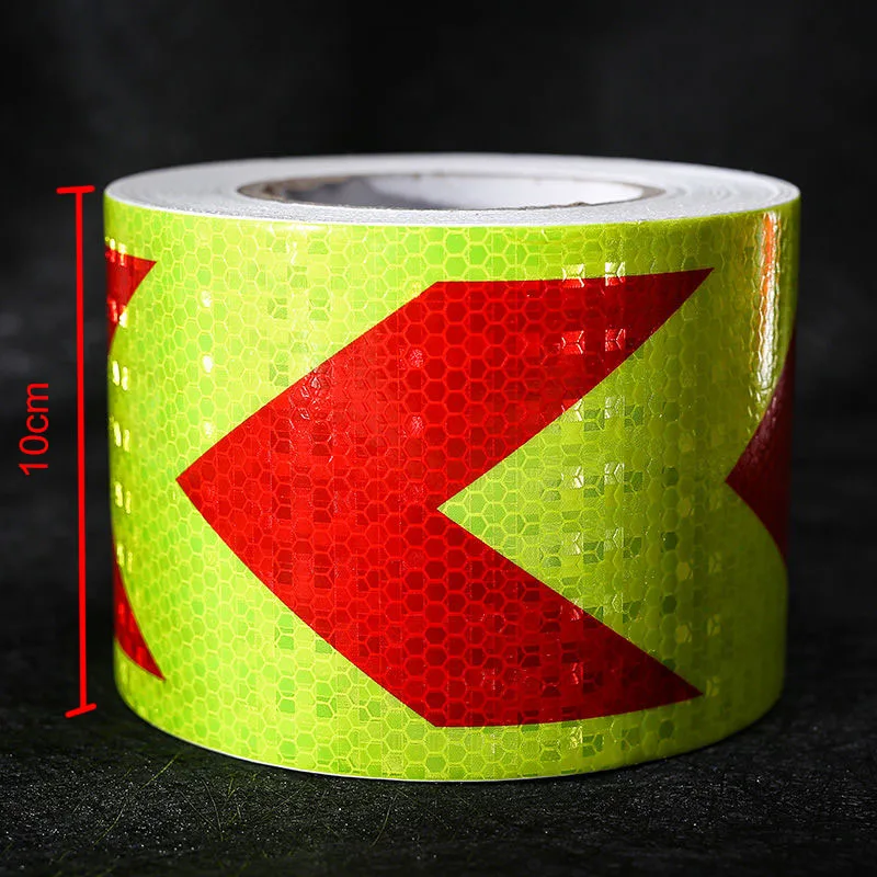자동 접착 자동차 반사 스트립 스티커, 도로 경고 테이프, 화살표 스타일 장식 필름, 배리어 트레일러 안전 테이프, 10cm * 5m