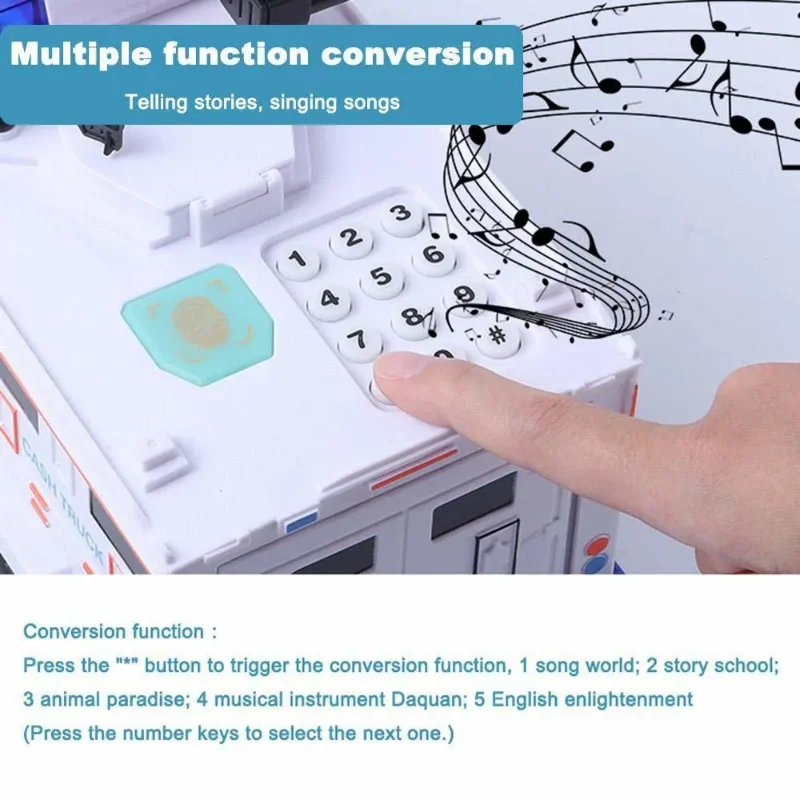 자동차 돼지 저금통 돈 상자 어린이 큰 안전 저축 동전 상자, 음악 지문 암호 현금 트럭 돈 상자 저축 예금 상자