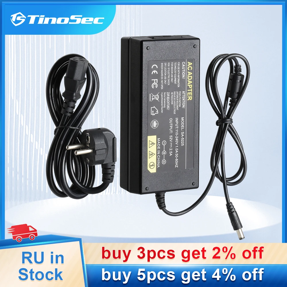 TinoSec PoE 감시 비디오 레코더용 AC 전원 어댑터, 52V 2.5A, PoE NVR EU UK US AU 플러그, AC 100-240V 전원 플러그 title=TinoSec PoE 감시 비디오 레코더용 AC 전원 어댑터, 52V 2.5A, PoE NVR EU UK US AU 플러그, AC 100-240V 전원 플러그