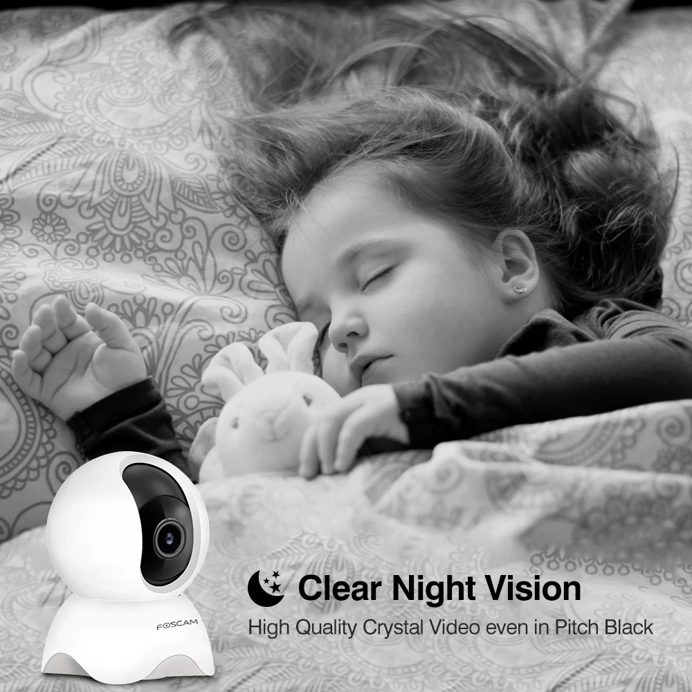 Foscam 와이파이 카메라 팬 및 틸트 양방향 오디오 베이비 모니터, 실내 캠, AI 감지 홈 비디오 감시 카메라, 5MP
