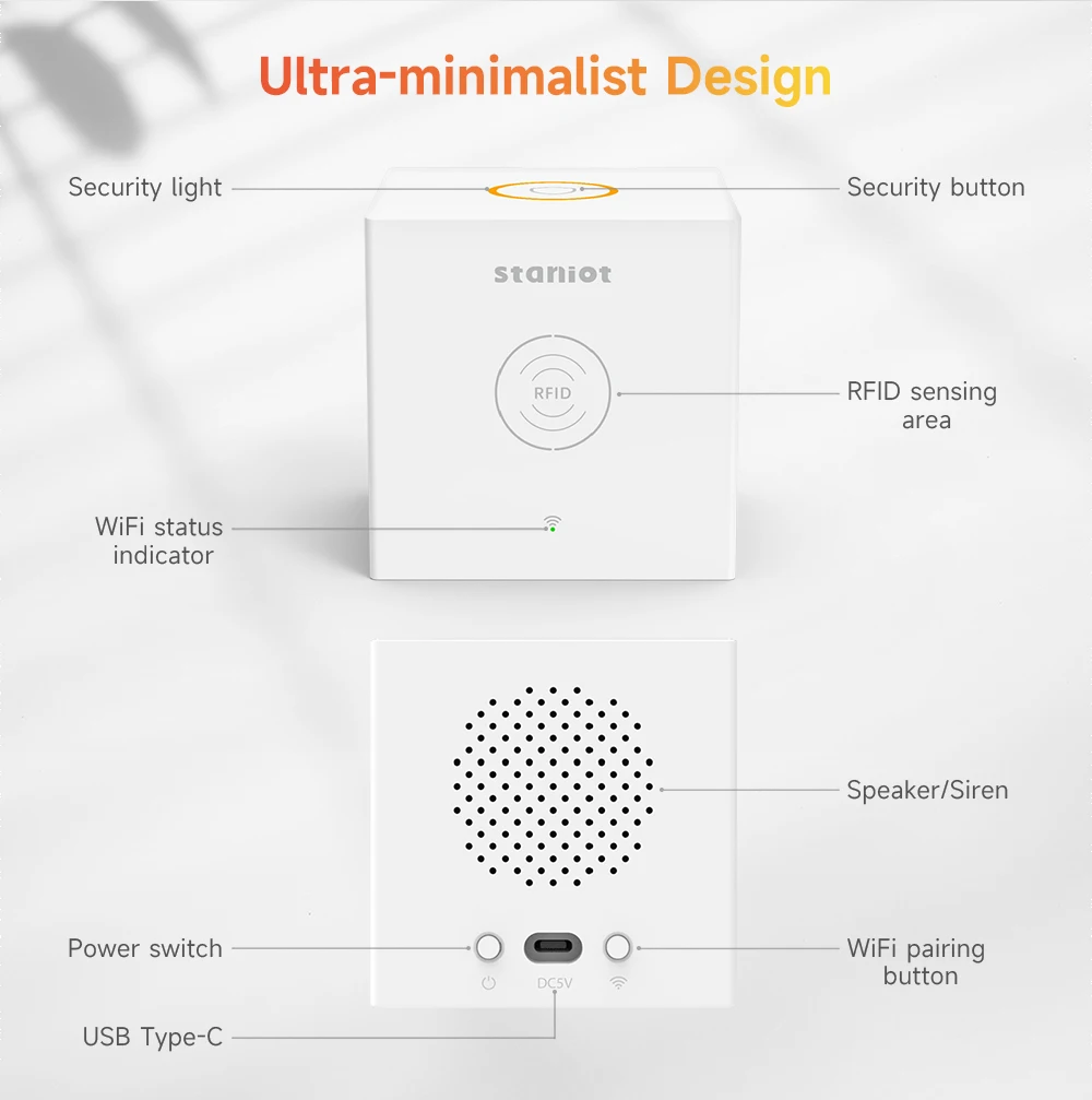 Staniot SecCube 3 경보 시스템 키트, 무선 WiFi, Tuya 스마트 보안 보호 지지대, RFID 앱 제어, Alexa와 함께 작동, 433Mhz
