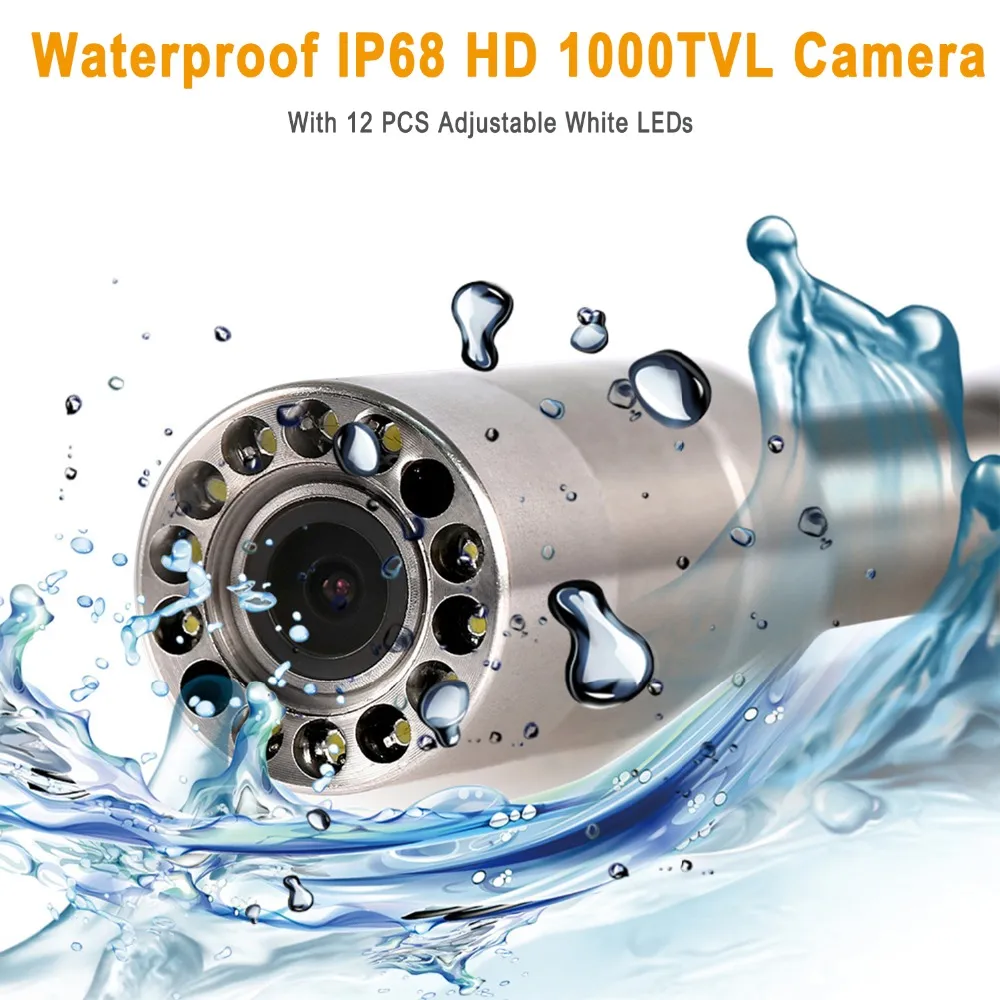 SYANSPAN 산업용 파이프 검사 카메라, DVR, WiFi, 20 m, 30 m, 50 m, 100m, 7 인치, 9 인치 모니터, HD 1000TVL 방수, IP68 배수 하수구 내시경