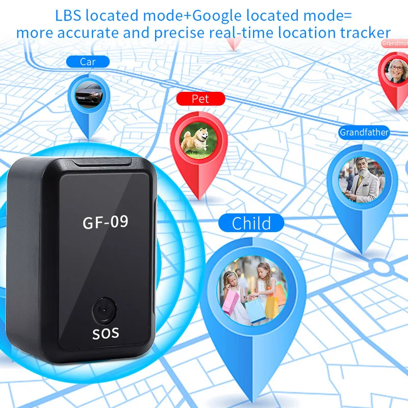 GF-09 미니 GPS 추적기 장치, 실시간 추적 로케이터, GPS 오래된 자동차 앱 리모컨 추적, 원격 레코드 지지대 TF 카드