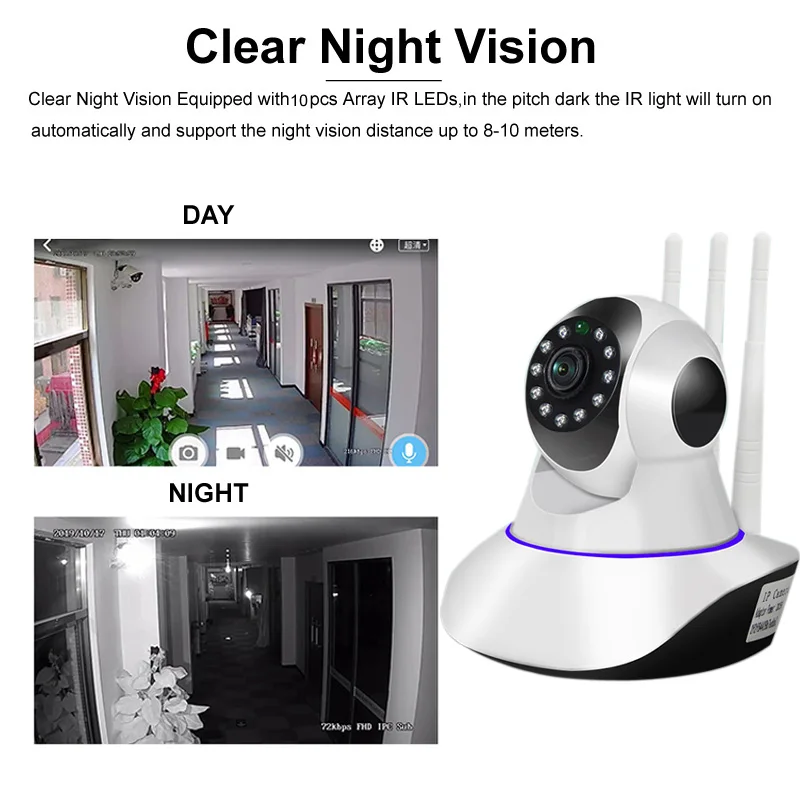 무선 와이파이 카메라 홈 보안 감시 실내 IP 카메라, 모션 감지 360 PTZ 카메라, 보안 카메라 베이비 모니터, 1080P