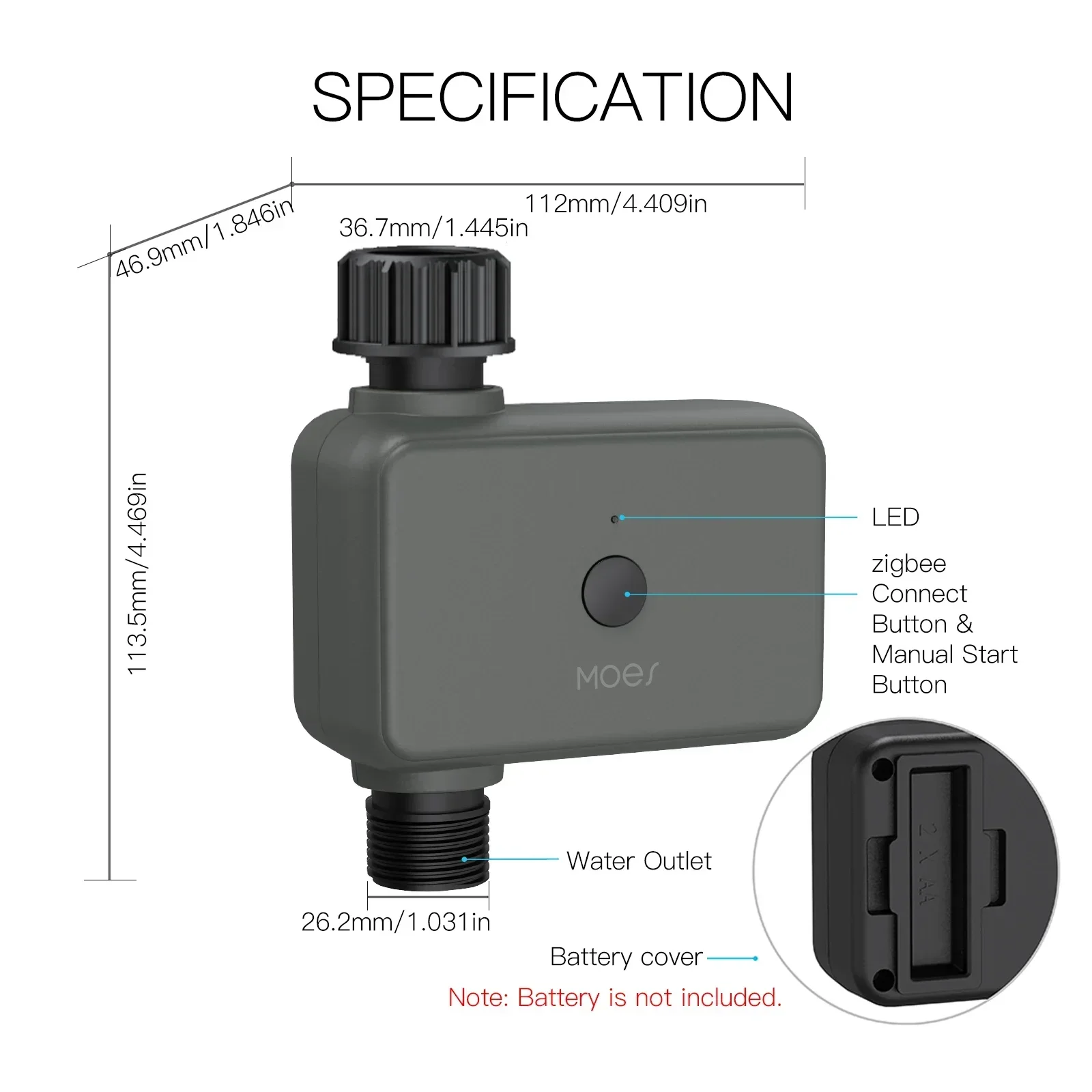 MOES ZigBee 스마트 스프링클러 워터 타이머, 빗물 지연 필터, 프로그래밍 가능한 관개 타이머, 알렉사 구글 홈 지지대, 콘센트 1 개