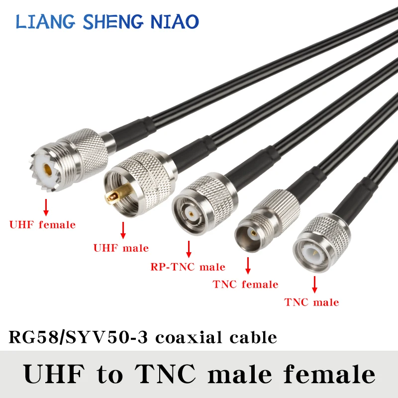 TNC 수-UHF 수 암 커넥터 동축 케이블, 피그테일 동축 케이블, UHF-TNC-UHF 수 케이블 라인, RG58, 0.3m-30m title=TNC 수-UHF 수 암 커넥터 동축 케이블, 피그테일 동축 케이블, UHF-TNC-UHF 수 케이블 라인, RG58, 0.3m-30m 
