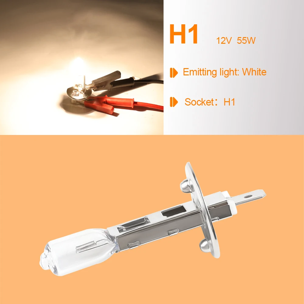 자동차 헤드라이트 자동 조명 할로겐 안개등, 자동차 램프, H1 할로겐 전구, 노란색, 12V, 55W, 4500K, 10 개