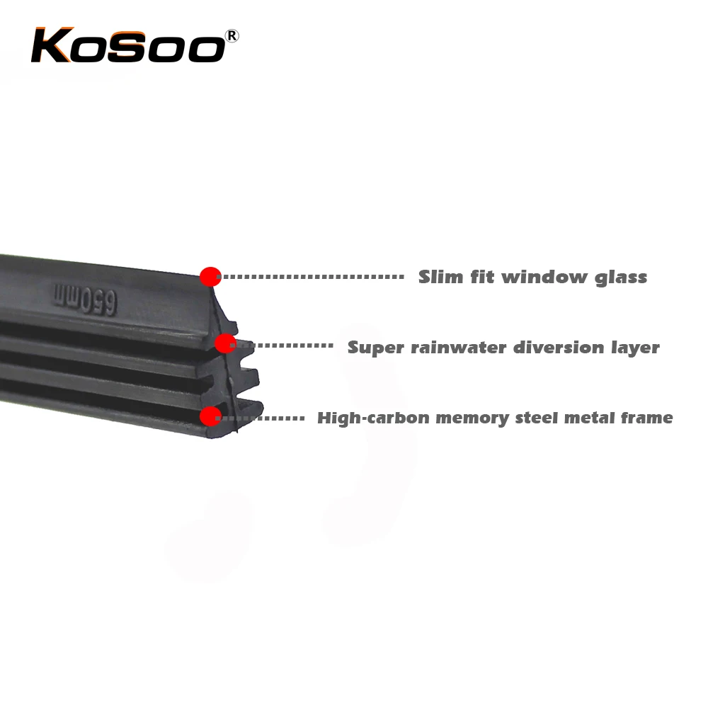 Koso-차량 앞 유리 삽입 천연 고무 자동차 와이퍼 블레이드 스트립 (리필) 6mm 26 