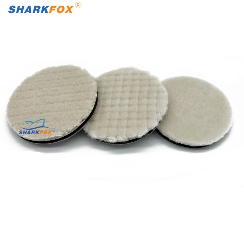 Sharkfox DA RO 자동차 광택기 연마 트레이용 일본 울 광택제 패드, 80mm 125mm 커팅 패드, 자동차 청소 제품, 3/5 인치
