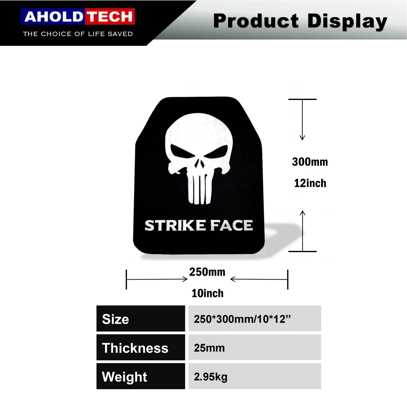 Aholdtech 방탄 플레이트 방탄 조끼 방탄복, NIJ 레벨 IV 4 스탠드, PE + Alu 하드 패널, 10X12, 2PCs