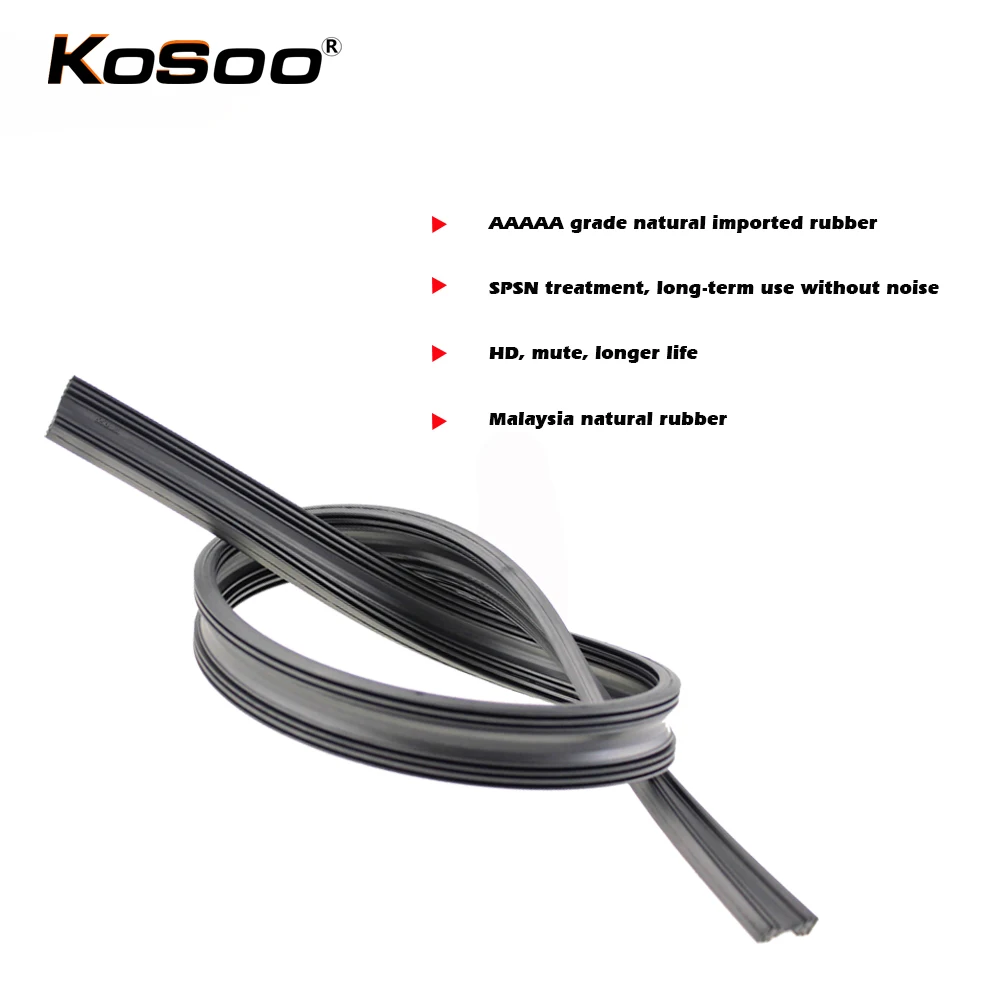 Koso-차량 앞 유리 삽입 천연 고무 자동차 와이퍼 블레이드 스트립 (리필) 6mm 26 