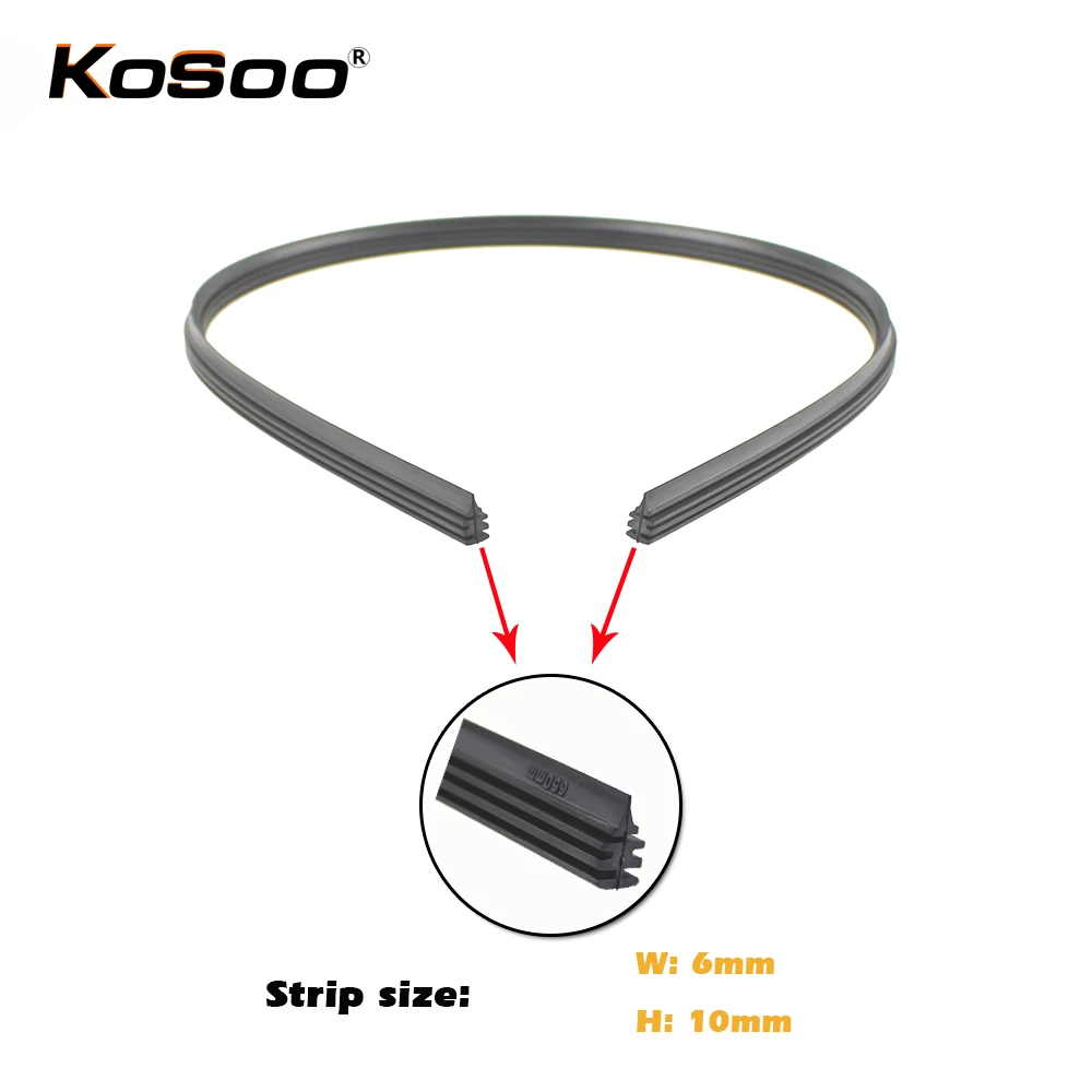 Koso-차량 앞 유리 삽입 천연 고무 자동차 와이퍼 블레이드 스트립 (리필) 6mm 26 