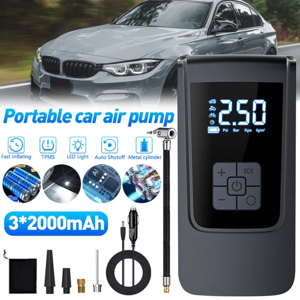 무선 타이어 팽창기, 휴대용 공기 압축기, 6000mAh, DC12V, 150PSI, 강력한 타이어 공기 펌프, 조명 디지털 디스플레이