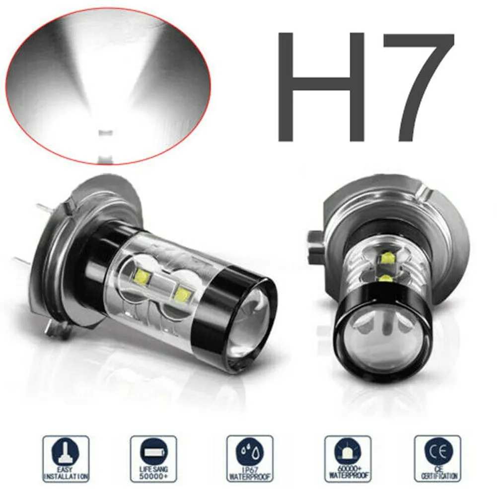 H7 160W 고출력 LED 램프 전조등 안개등 DRL 전구, 6000K 백색광 LED 전면 안개등 고출력 운전 램프, 2 개 title=H7 160W 고출력 LED 램프 전조등 안개등 DRL 전구, 6000K 백색광 LED 전면 안개등 고출력 운전 램프, 2 개 