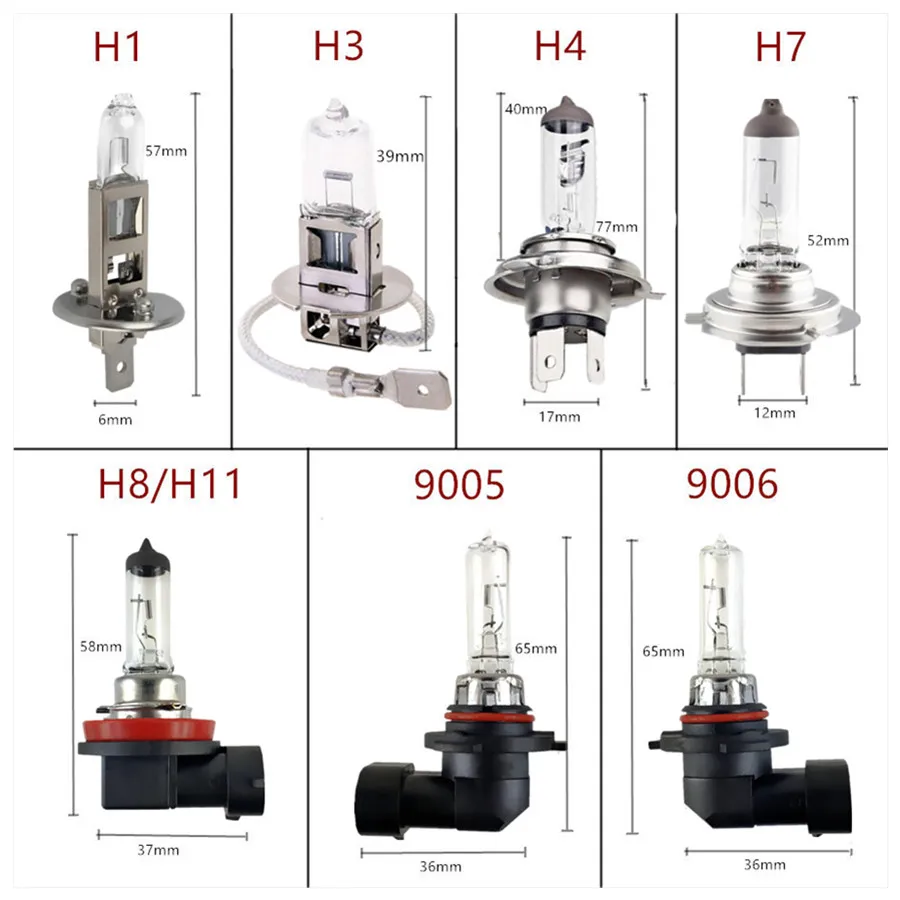 자동차 헤드라이트 슈퍼 브라이트 할로겐 전구, 맑은 안개등 주행등, H1, H3, H4, H7, H8, H11, 9005, HB3, 9006, HB4, 12V, 55W, 4300K, 100W