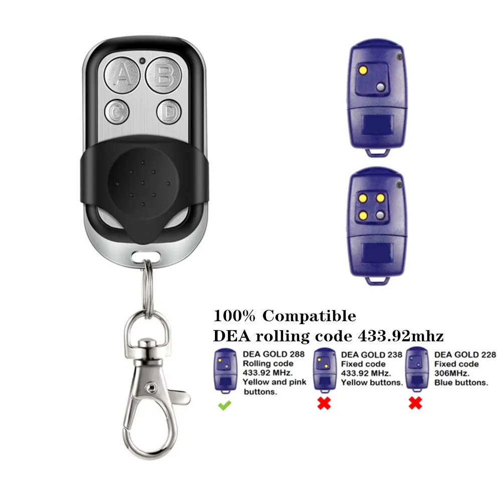 DEA GT2 GT4 DEA MIO TR2 TR4 433mhz 원격 제어 DEA 게이트 차고 문 Openner 차고 명령 롤링 코드 433.92MHz
