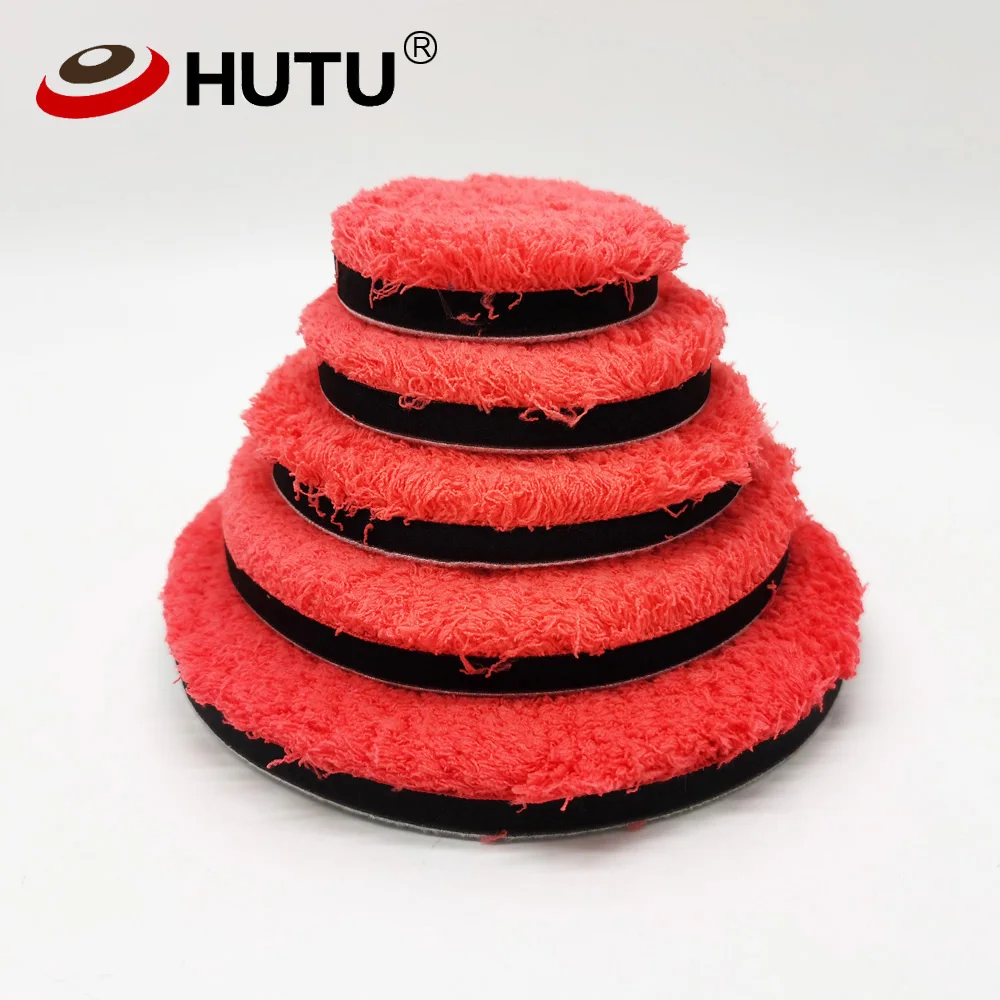 HUTU 3/4/5/6/7 인치 마이크로 화이버 연마 패드 자동차 바디 폴란드어 마이크로 섬유 연마 휠 DA/RO 자동차 폴리 셔