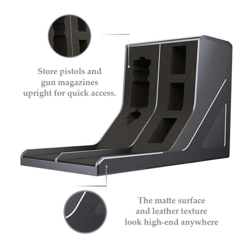 권총 랙 모듈러 권총 랙 건, 안전 캐비닛 보관 정리함 액세서리, 권총용 범용 보호 홀스터, 블랙