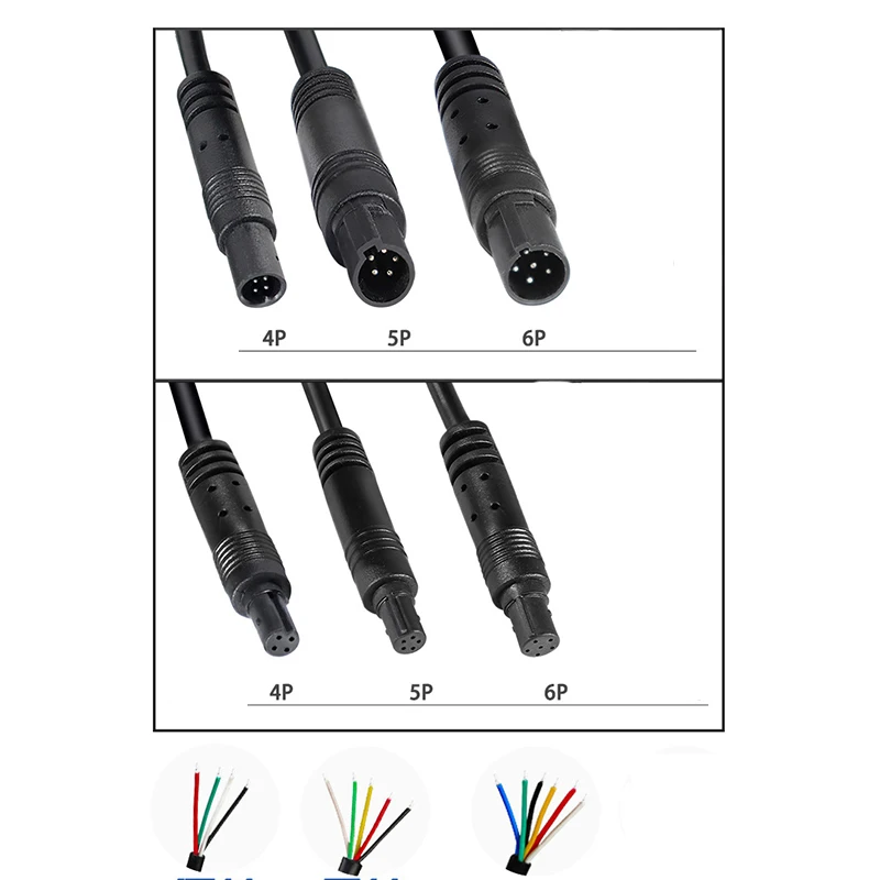 차량 DVR 카메라 익스텐션 커넥터 케이블, 4 핀, 5 핀, 6 핀, 수-암 코드, HD 모니터 후면보기 카메라 와이어