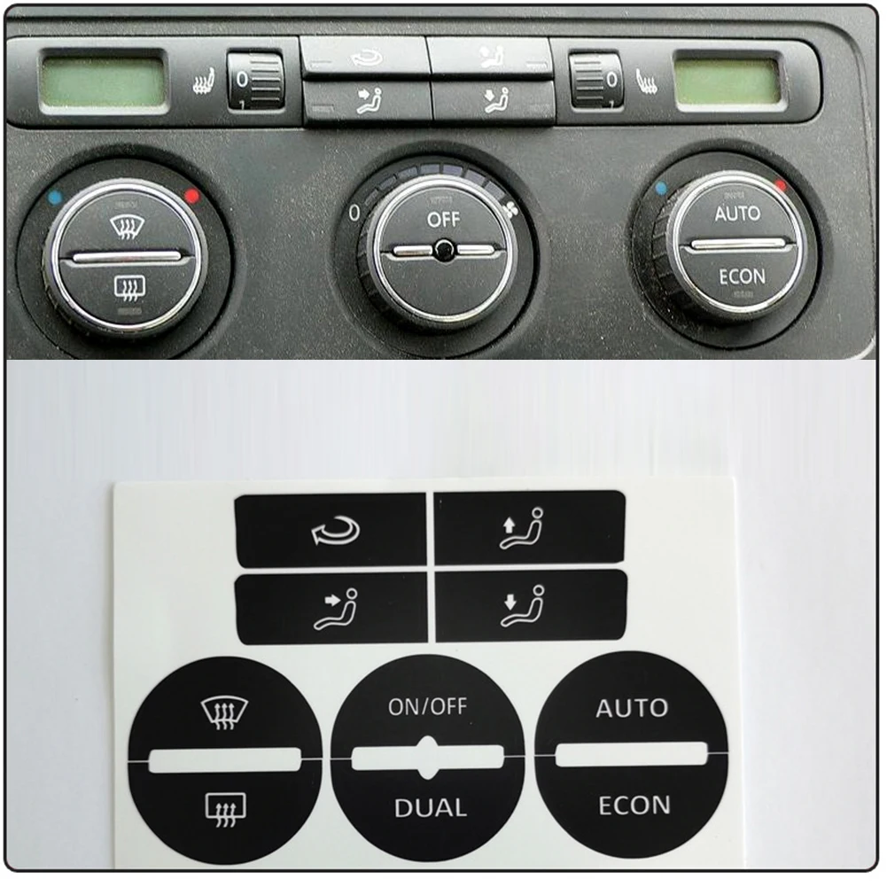 AC 창 기후 닳은 필링 버튼 수리 스티커, VW 골프 Mk5 PASSAT AC 컨트롤 단추 데칼 스티커, 자동차 액세서리