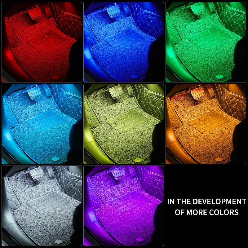 Led 자동차 발 앰비언트 조명 USB 네온 무드 조명 백라이트, 음악 제어 앱 RGB 자동 인테리어 장식 분위기 조명
