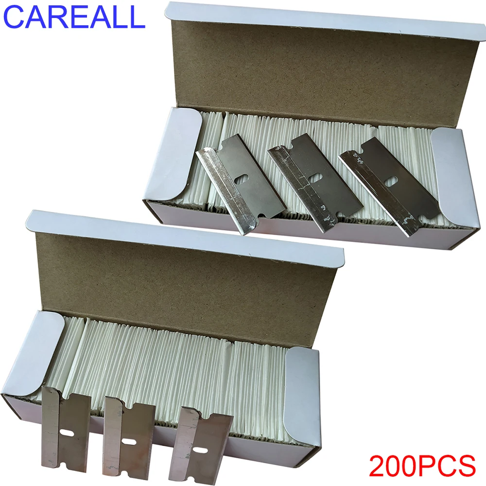 CAREALL 창문 유리 스티커 교체용 강철 스크레이퍼 블레이드, 깨끗한 스퀴지 틴트 랩 리무버 면도기 도구, 200 개 title=CAREALL 창문 유리 스티커 교체용 강철 스크레이퍼 블레이드, 깨끗한 스퀴지 틴트 랩 리무버 면도기 도구, 200 개 