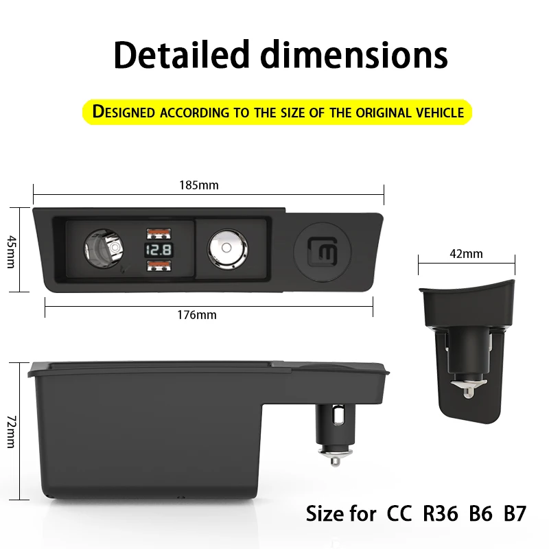 차량용 고속 충전 담배 라이터 분배기, VW 파사트 B6, B7, B8, ARTEON, CC, R36 용, QC4.0QC3.0PD 타입 C 2 개
